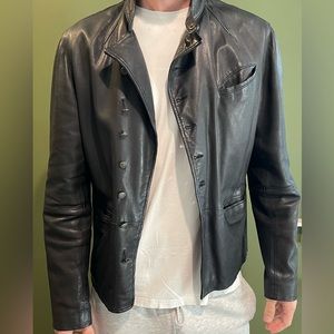 John Varvatos 100% Lambskin Moto Jacket Black